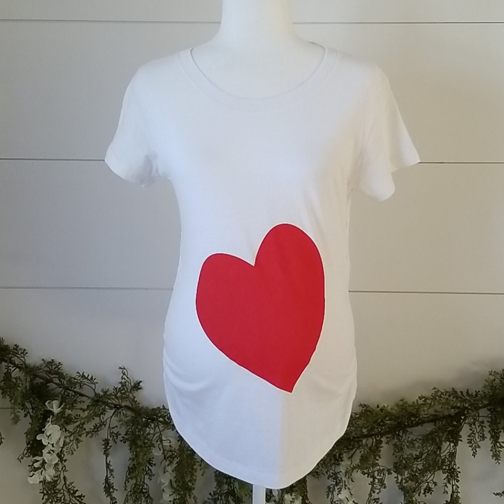 Crazydog T-Shirts Heart Graphic Maternity Side Ruched Tee